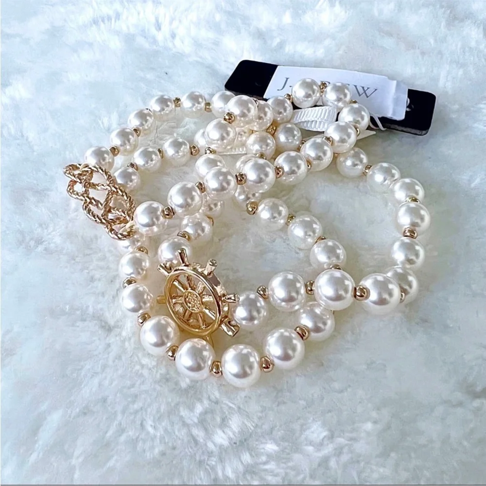 J. Crew Gold and Pearl 3 piece Nautical Bracelet set